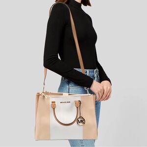 Michael Kors Elegant Cream and Tan Tote